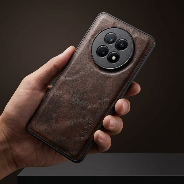 X-LEVEL Dark Brown Leather Case for Realme 12x