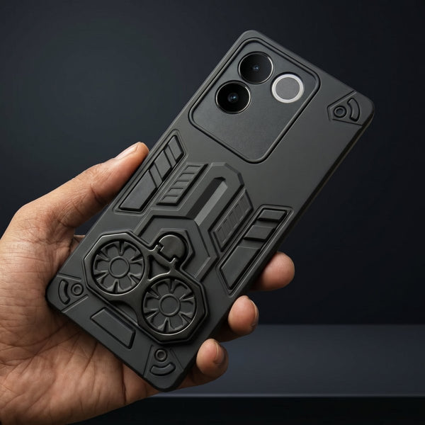 Black Cycle Armor Silicone Case for Vivo T2 Pro