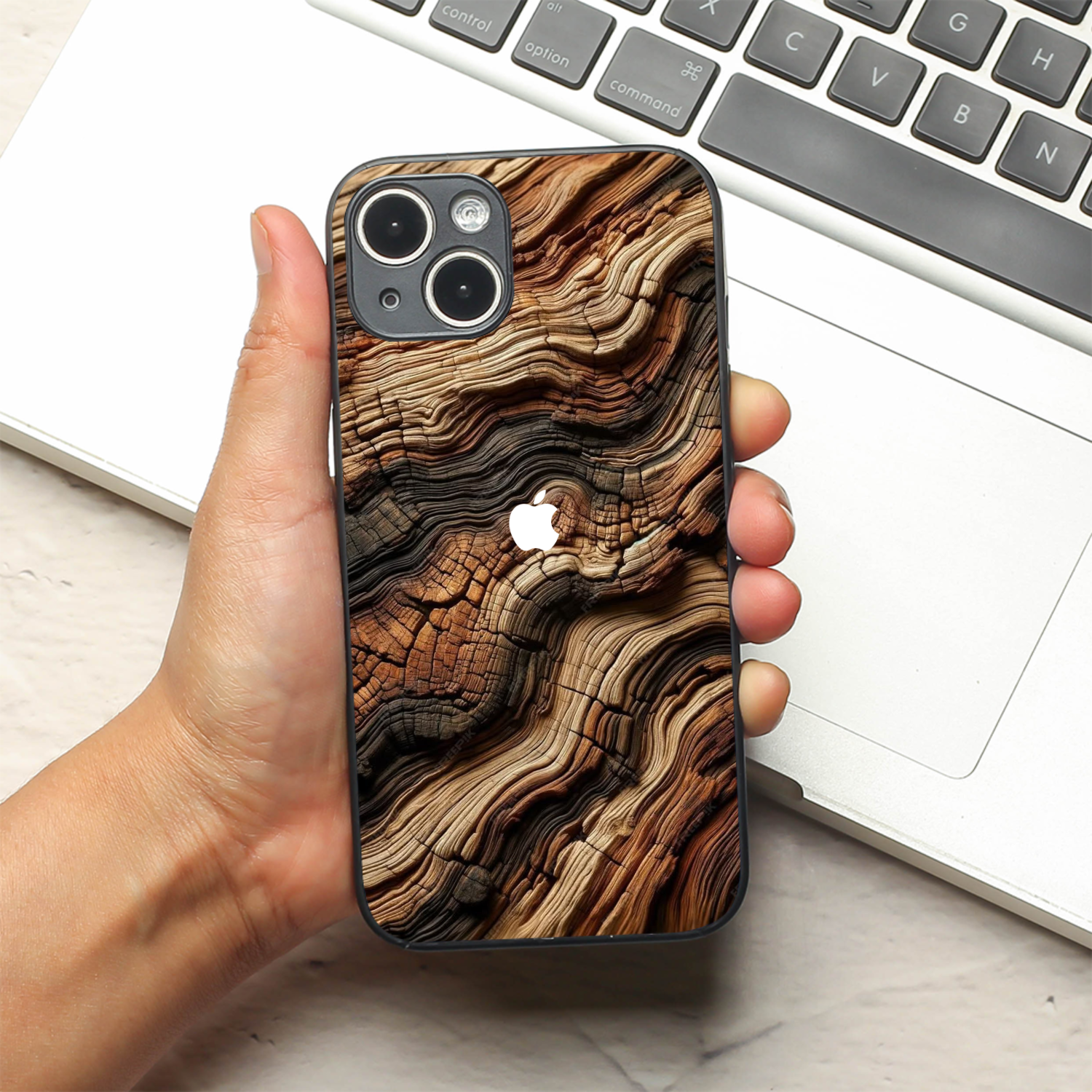 Wood Waves metal back case for Apple Iphone 14