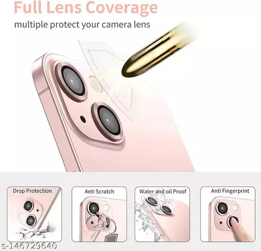 Pink Metallic camera ring lens guard for Apple iphone 15 Plus
