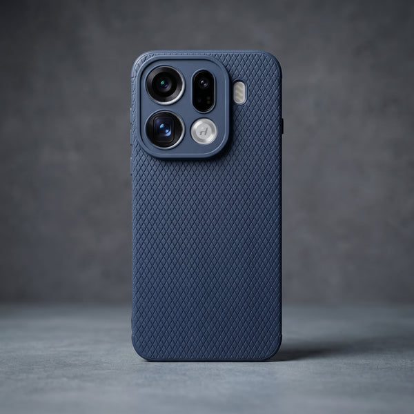 Dark Blue Line Wave Silicone Case for Oppo Find X9 Pro