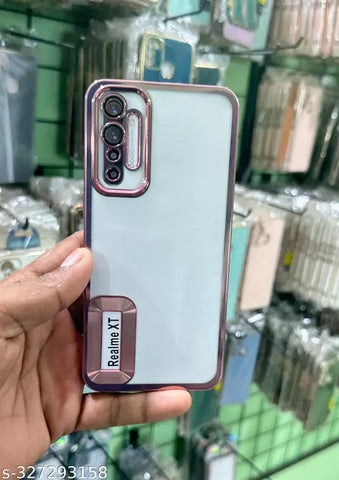 Pink 6D Chrome Logo Cut Transparent Case for Realme X2