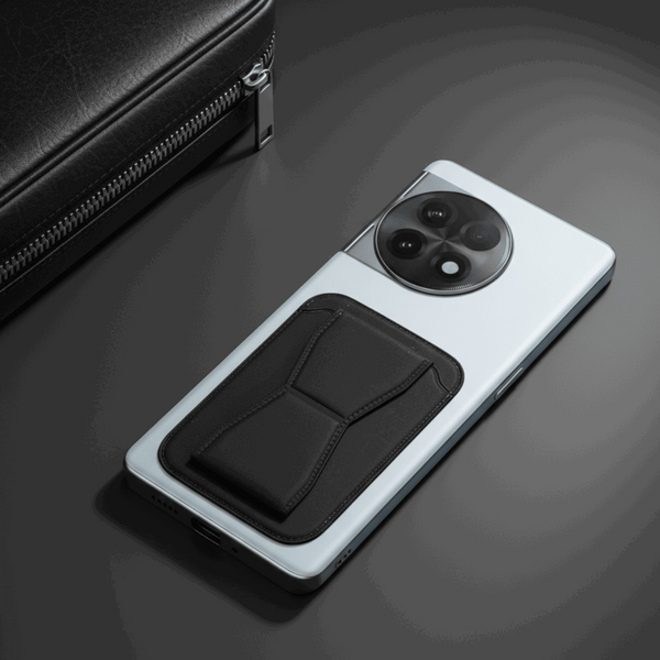 Black Sticky Mobile Wallet With Stand (Compatible For Only Android)