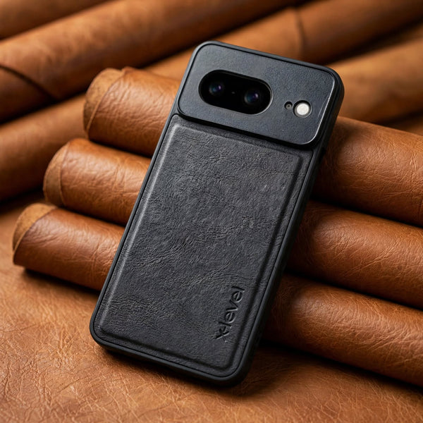 X-LEVEL Black Leather Case for Google pixel 8