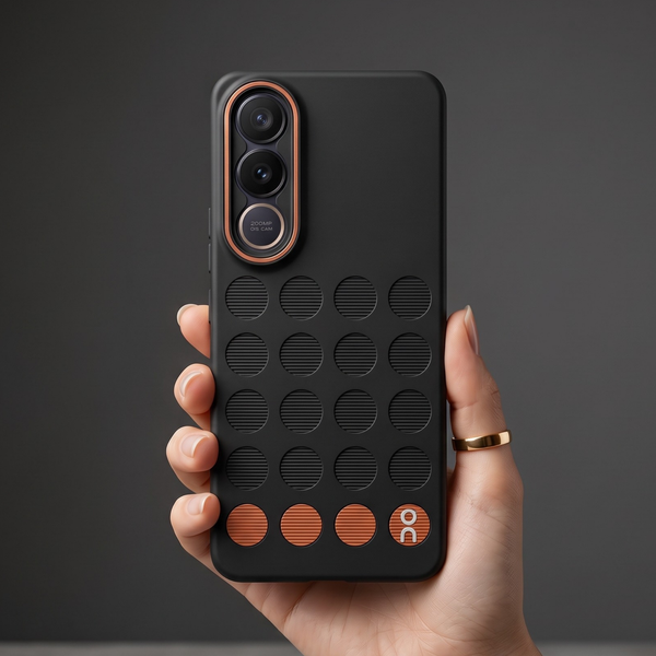 Stack Black (ORANGE CIRCLE) Silicone Case for  Vivo V70 FE