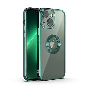 Green 6D Chrome Logo Cut Transparent Case for Apple iphone 15 Plus