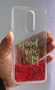 Red Good Vibes Glitter Silicone Case for Oneplus 7