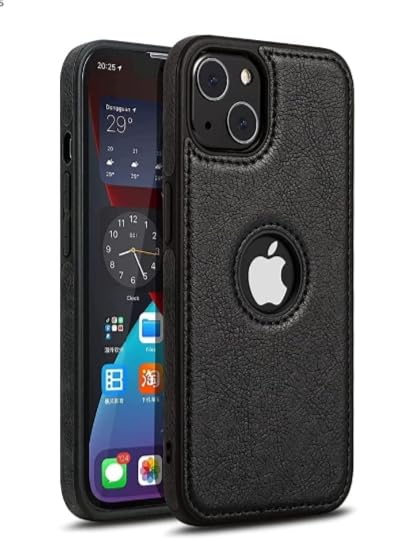 Puloka Black Logo cut Leather silicone case for Apple iPhone 15 Plus