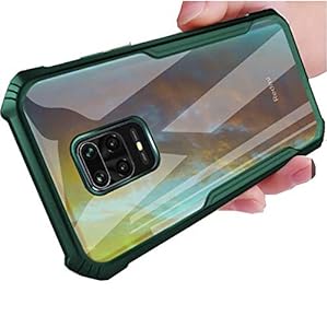 Green Hybrid Shockproof silicone safe transparent Case Redmi note 9 pro Max