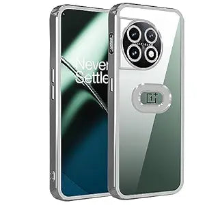 Silver 6D Chrome Logo Cut Transparent Case for Oneplus 11R