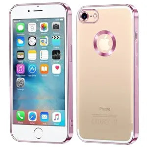 Pink 6D Chrome Logo Cut Transparent Case for Apple iphone SE 2