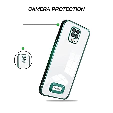 Green 6D Chrome Logo Cut Transparent Case for Redmi Note 9 Pro Max