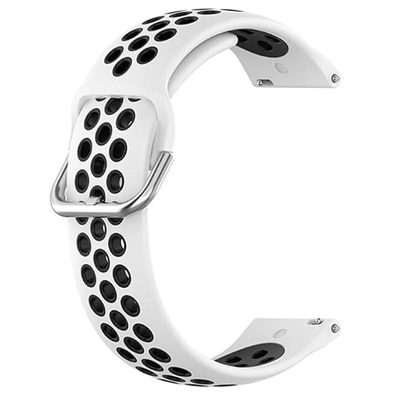 White Black Dotted Silicone Strap For Smart Watch (20mm)