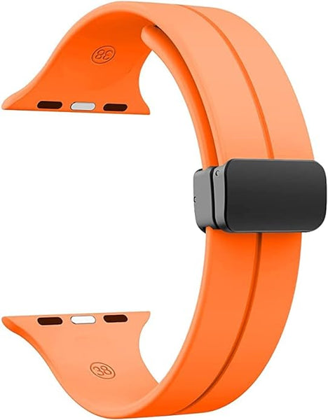 Orange Magnetic Clasp Adjustable Strap For Apple Watch SERIES 8 (42mm/44mm/45mm/46mm/49mm)