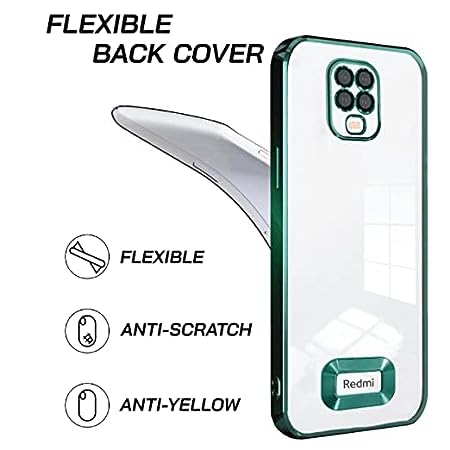 Green 6D Chrome Logo Cut Transparent Case for Redmi Note 9 Pro