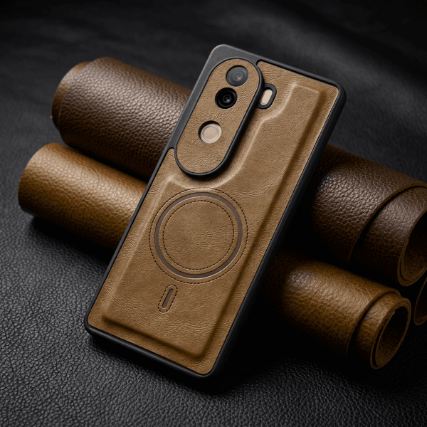 Crest Light Brown Leather Case for Vivo V40e