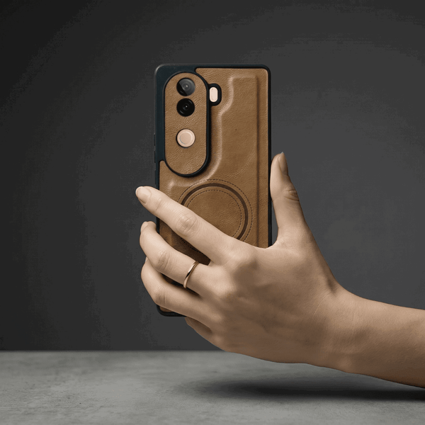 Crest Light Brown Leather Case for Vivo V40e