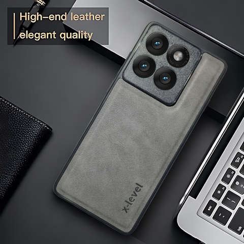 X-LEVEL Grey Leather Case for Motorola Edge 60 Fusion