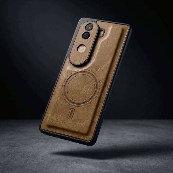Crest Light Brown Leather Case for Vivo V40e