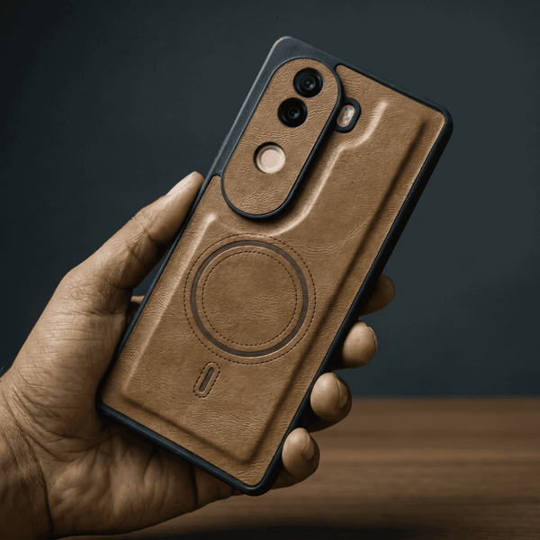 Crest Light Brown Leather Case for Vivo V40e