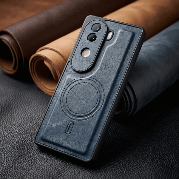 Crest Dark Blue Leather Case for Vivo V40e