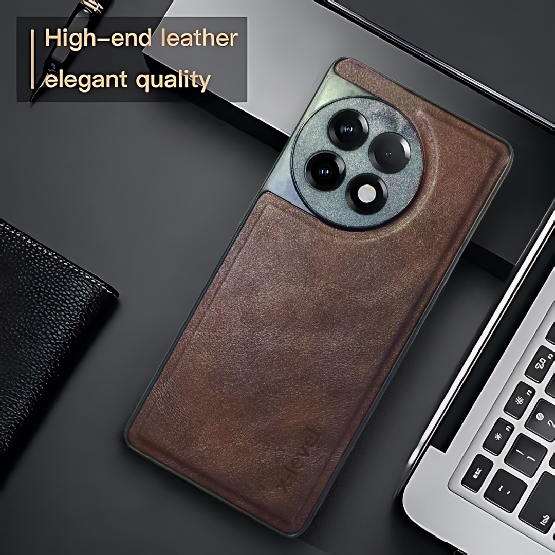 X-LEVEL Dark Brown Leather Case for Oneplus 11r