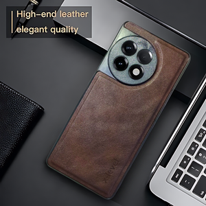 X-LEVEL Dark Brown Leather Case for Oneplus 11r