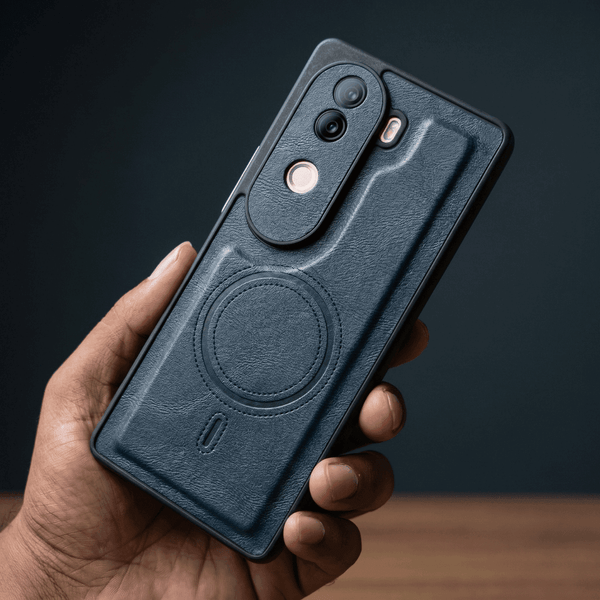 Crest Dark Blue Leather Case for Vivo V40e