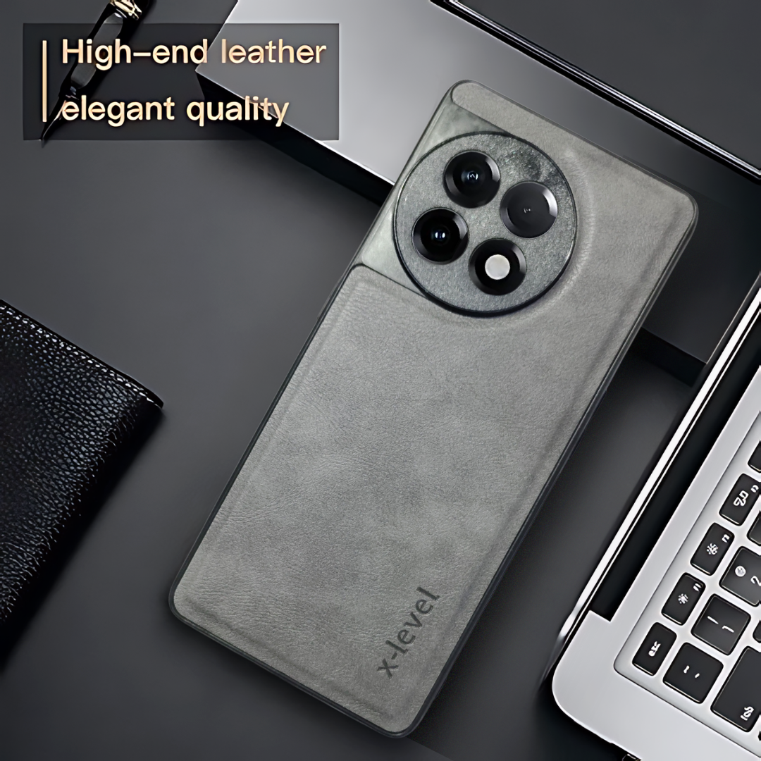 X-LEVEL Grey Leather Case for Oneplus 11r