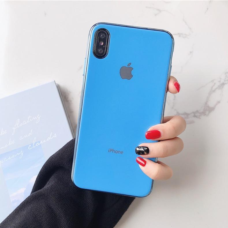 Sky Blue Border mirror Silicone case for Apple iphone X/xs