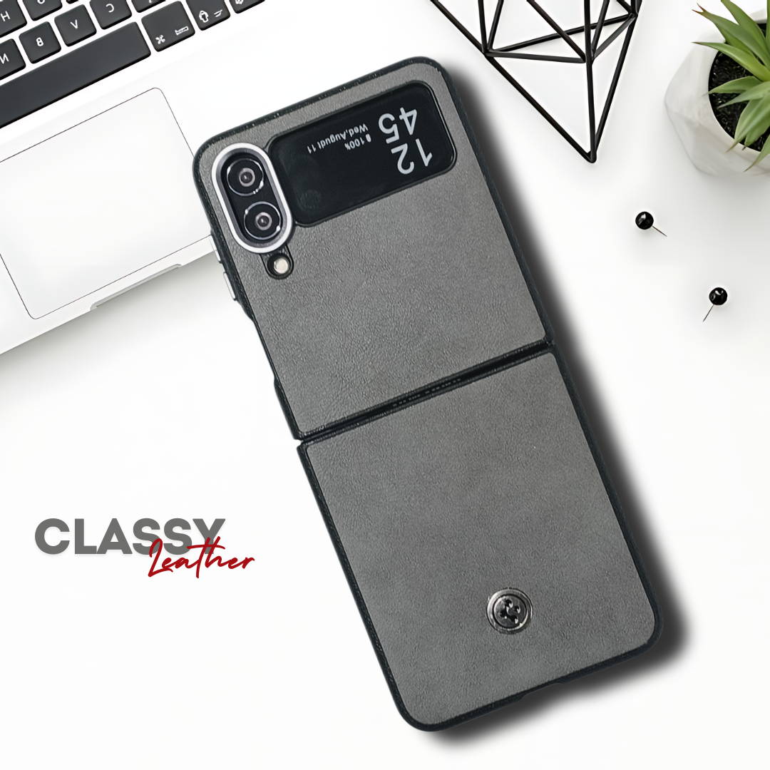 Grey Classy Leather Case for Samsung Galaxy Z FLIP 4