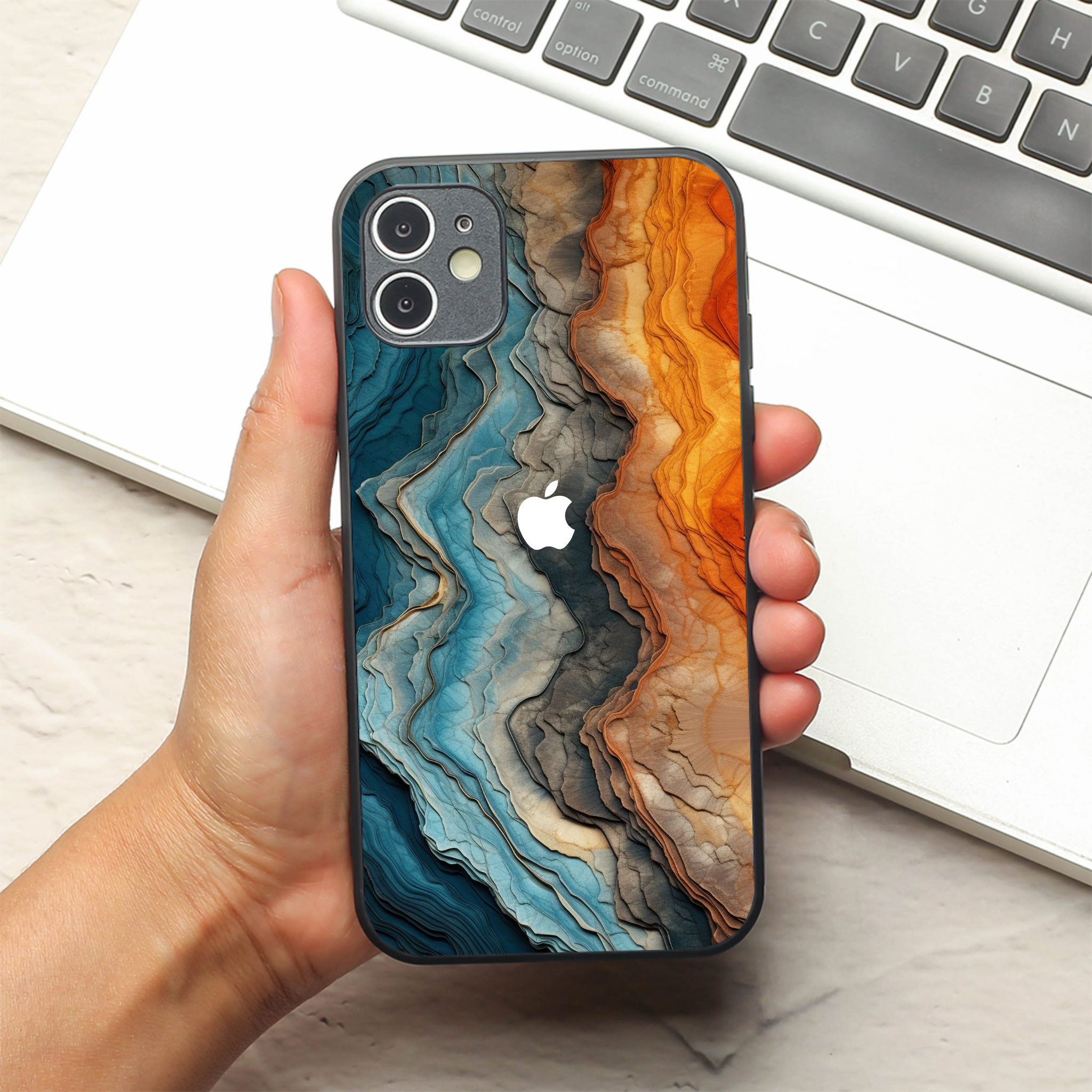 Layered Marble metal back case for Apple Iphone 12
