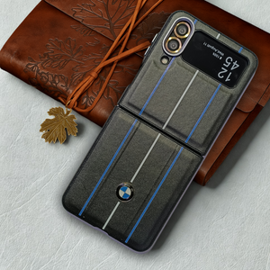 BM (Blue White Line) Leather Case for Samsung Galaxy Z FLIP 4