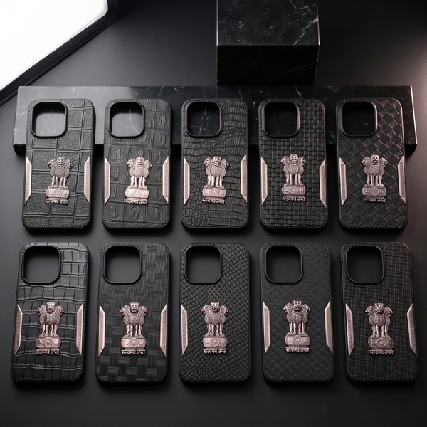 Black Satyameva Jayate embossed Leather Case for Vivo V70
