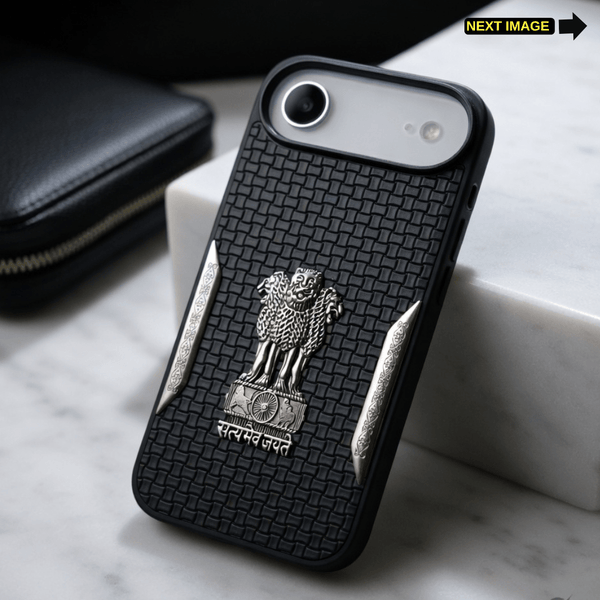 Black Satyameva Jayate embossed Leather Case for Apple iphone Air