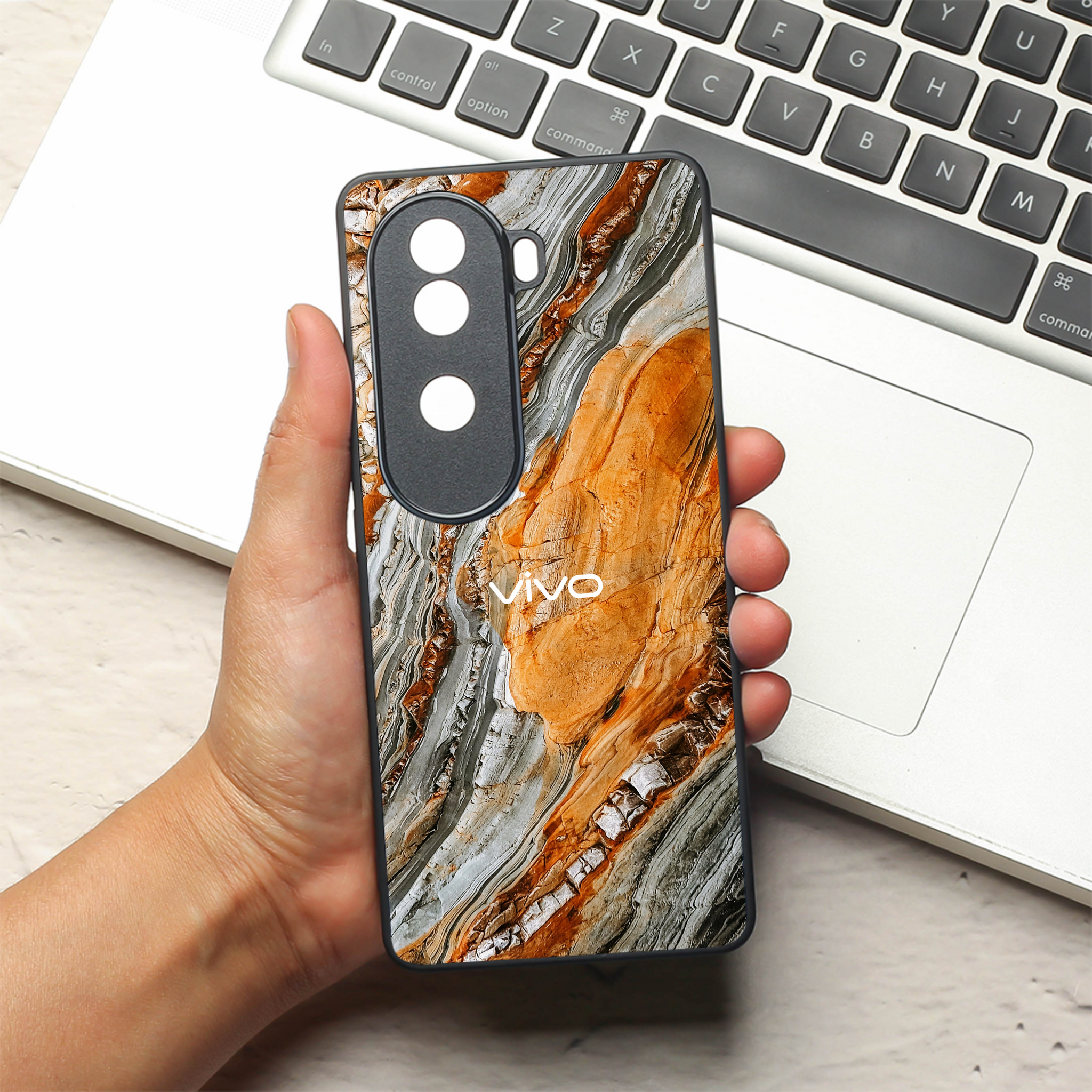 Sienna Marble metal back case for Vivo V40e