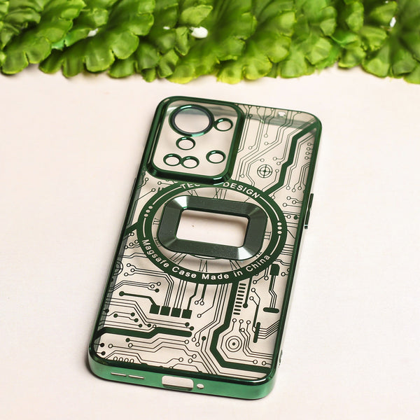 Green Watch Machine Logo Cut Transparent Case for Oneplus Nord 2T