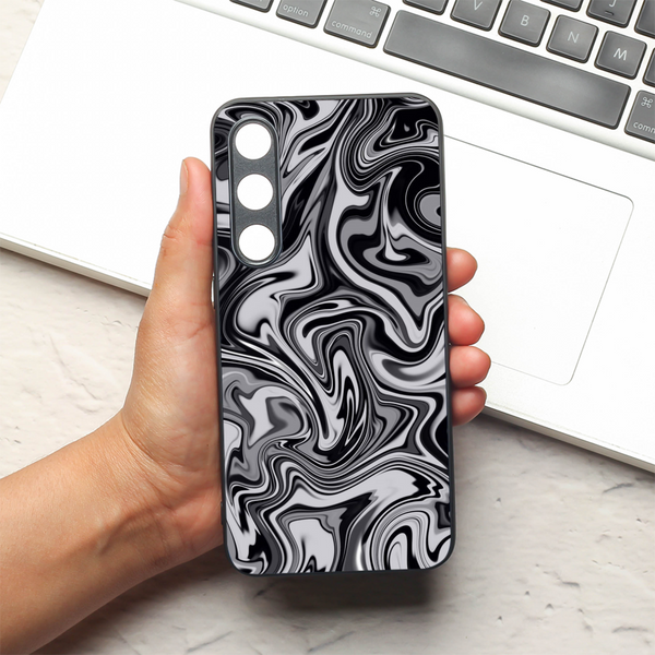 Blackout Marble metal back case for Samsung S24 FE