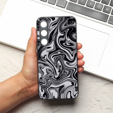 Blackout Marble metal back case for Samsung S24 FE