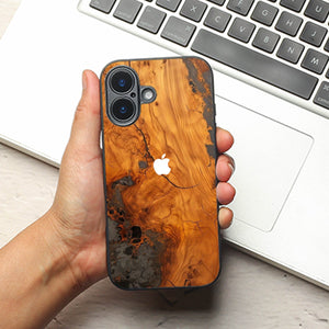 Lava Oak metal back case for Apple Iphone 16 Plus