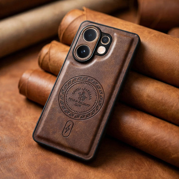 Santa Crest Dark Brown Leather Case for Vivo V60