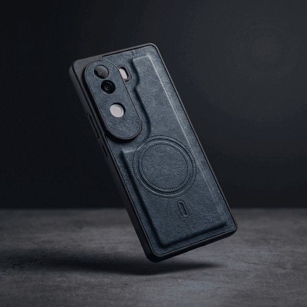 Crest Dark Blue Leather Case for Vivo V40e