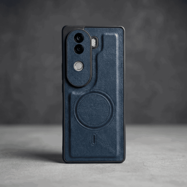 Crest Dark Blue Leather Case for Vivo V40e
