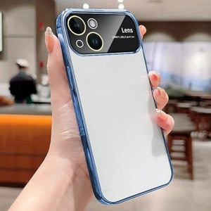 Luxury Plating Blue Camera Protection Transparent Case for Apple iphone 14 Plus