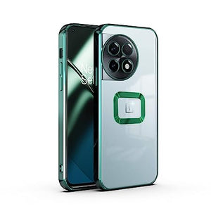 Green 6D Chrome Logo Cut Transparent Case for Oneplus 7t