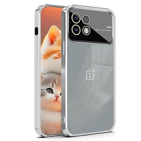 Luxury Plating SIlver Camera Protection Transparent Case for Oneplus 11