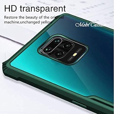 Green Hybrid Shockproof silicone safe transparent Case Redmi note 9 pro Max