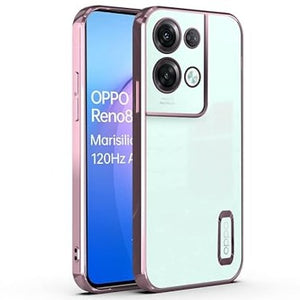 Pink 6D Chrome Logo Cut Transparent Case for Oppo Reno 8 Pro