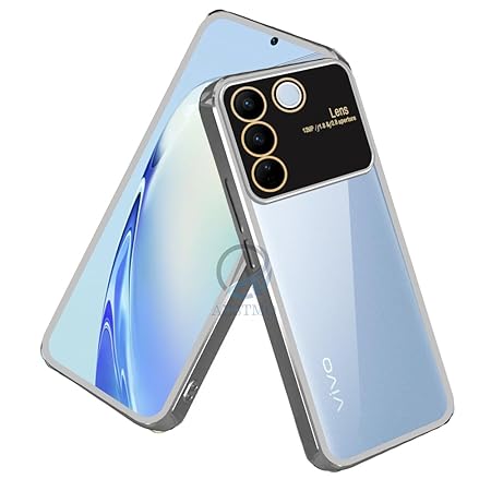 Luxury Plating Silver Camera Protection Transparent Case for Vivo V27 Pro