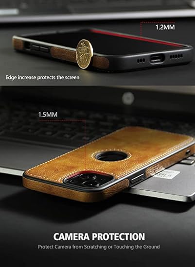 Puloka Brown Logo cut Leather silicone case for Apple iPhone 15 Plus